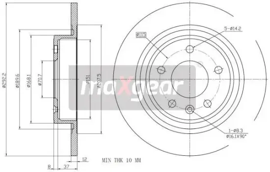 Bremsscheibe Hinterachse MAXGEAR 19-2331MAX Bild Bremsscheibe Hinterachse MAXGEAR 19-2331MAX