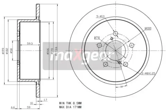 Bremsscheibe Hinterachse MAXGEAR 19-2356 Bild Bremsscheibe Hinterachse MAXGEAR 19-2356