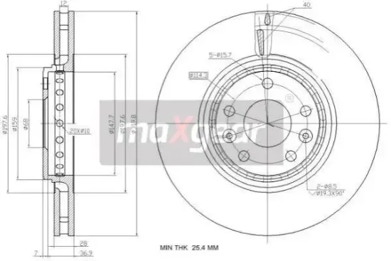 Bremsscheibe MAXGEAR 19-2363 Bild Bremsscheibe MAXGEAR 19-2363