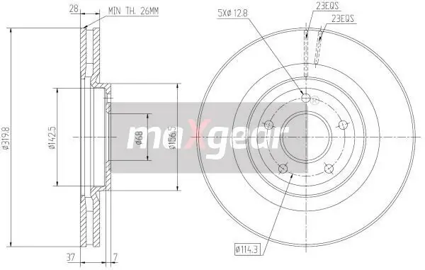 Bremsscheibe MAXGEAR 19-2364MAX