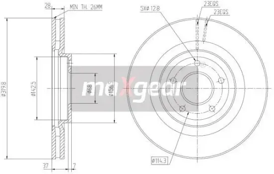 Bremsscheibe MAXGEAR 19-2364MAX Bild Bremsscheibe MAXGEAR 19-2364MAX