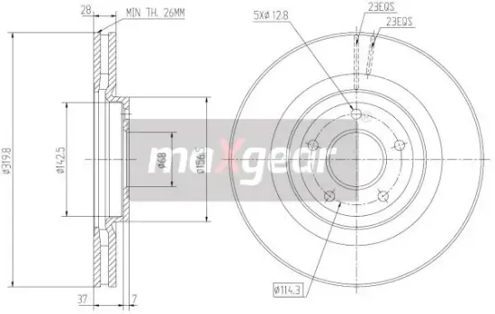 Bremsscheibe Vorderachse MAXGEAR 19-2364 Bild Bremsscheibe Vorderachse MAXGEAR 19-2364