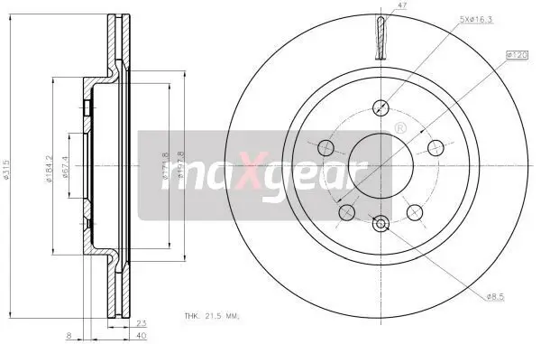 Bremsscheibe MAXGEAR 19-2368MAX