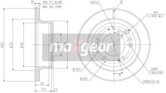 Bremsscheibe Vorderachse MAXGEAR 19-2372 Bild Bremsscheibe Vorderachse MAXGEAR 19-2372