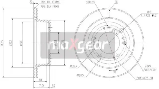 Bremsscheibe Vorderachse MAXGEAR 19-2372 Bild Bremsscheibe Vorderachse MAXGEAR 19-2372