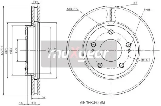 Bremsscheibe Vorderachse MAXGEAR 19-2388 Bild Bremsscheibe Vorderachse MAXGEAR 19-2388