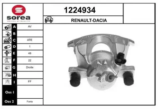 Bremssattel Vorderachse rechts vor der Achse SNRA 1224934 Bild Bremssattel Vorderachse rechts vor der Achse SNRA 1224934