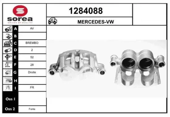 Bremssattel Vorderachse rechts hinter der Achse SNRA 1284088 Bild Bremssattel Vorderachse rechts hinter der Achse SNRA 1284088