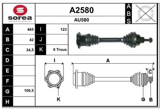 Antriebswelle Vorderachse links Vorderachse rechts SNRA A2580 Bild Antriebswelle Vorderachse links Vorderachse rechts SNRA A2580