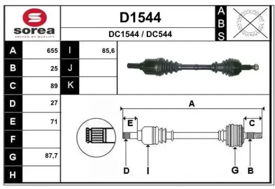 Antriebswelle Vorderachse links SNRA D1544 Bild Antriebswelle Vorderachse links SNRA D1544