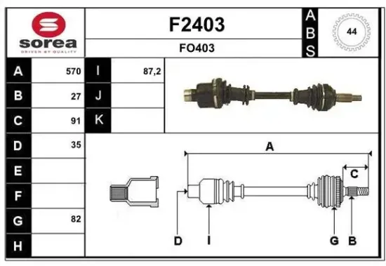 Antriebswelle Vorderachse rechts SNRA F2403 Bild Antriebswelle Vorderachse rechts SNRA F2403