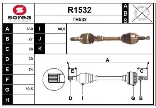 Antriebswelle Vorderachse links SNRA R1532 Bild Antriebswelle Vorderachse links SNRA R1532