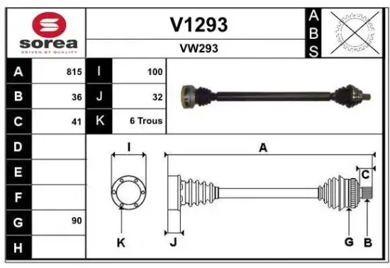 Antriebswelle Vorderachse rechts SNRA V1293 Bild Antriebswelle Vorderachse rechts SNRA V1293