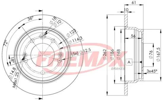 Bremsscheibe Hinterachse FREMAX BD-0581 Bild Bremsscheibe Hinterachse FREMAX BD-0581
