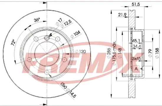 Bremsscheibe Vorderachse FREMAX BD-0674 Bild Bremsscheibe Vorderachse FREMAX BD-0674