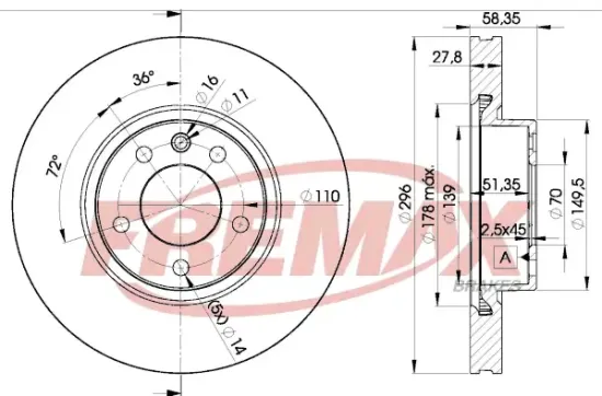 Bremsscheibe Vorderachse FREMAX BD-1134 Bild Bremsscheibe Vorderachse FREMAX BD-1134