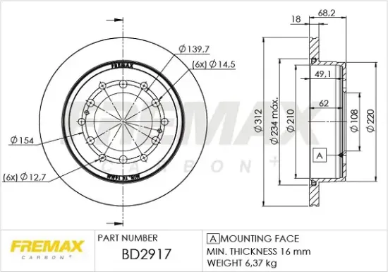 Bremsscheibe Hinterachse FREMAX BD-2917 Bild Bremsscheibe Hinterachse FREMAX BD-2917