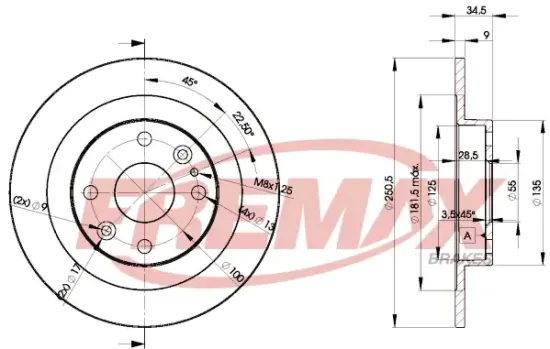 Bremsscheibe Hinterachse FREMAX BD-3257 Bild Bremsscheibe Hinterachse FREMAX BD-3257