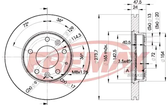 Bremsscheibe Vorderachse FREMAX BD-3267 Bild Bremsscheibe Vorderachse FREMAX BD-3267