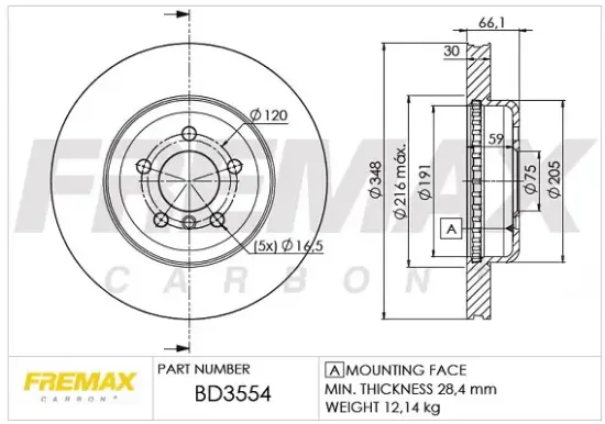 Bremsscheibe Vorderachse FREMAX BD-3554 Bild Bremsscheibe Vorderachse FREMAX BD-3554