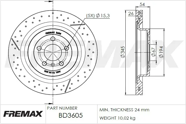 Bremsscheibe FREMAX BD-3605 Bild Bremsscheibe FREMAX BD-3605