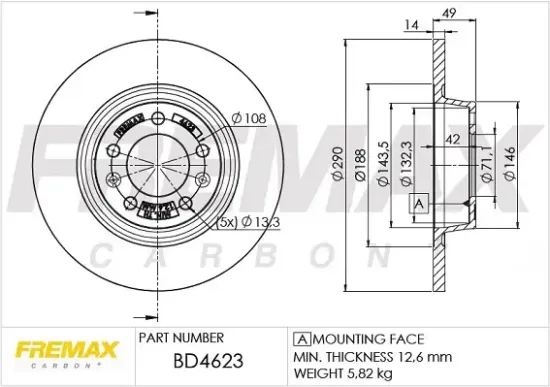 Bremsscheibe Hinterachse FREMAX BD-4623 Bild Bremsscheibe Hinterachse FREMAX BD-4623
