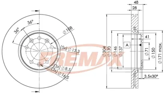 Bremsscheibe Vorderachse FREMAX BD-4755 Bild Bremsscheibe Vorderachse FREMAX BD-4755