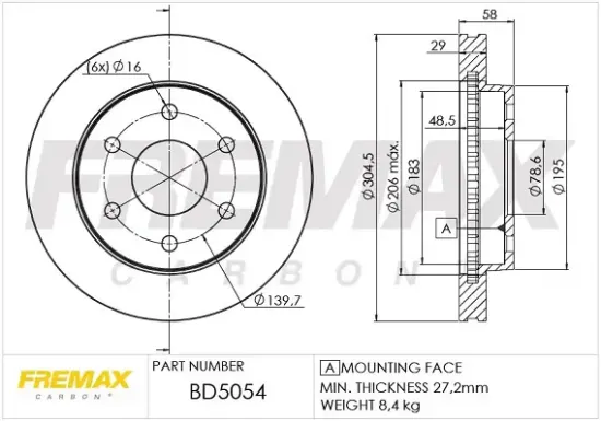 Bremsscheibe Vorderachse FREMAX BD-5054 Bild Bremsscheibe Vorderachse FREMAX BD-5054
