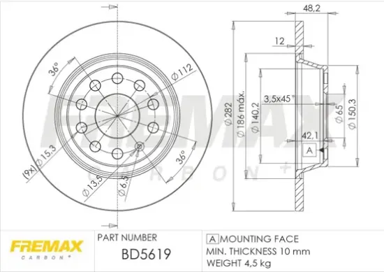 Bremsscheibe FREMAX BD-5619 Bild Bremsscheibe FREMAX BD-5619