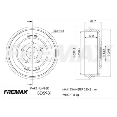 Bremstrommel FREMAX BD-5981 Bild Bremstrommel FREMAX BD-5981
