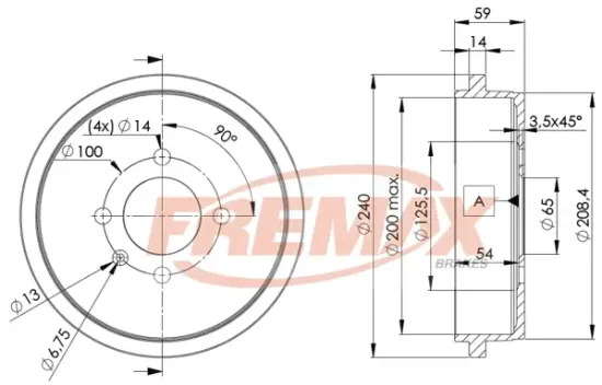 Bremstrommel Hinterachse FREMAX BD-9615 Bild Bremstrommel Hinterachse FREMAX BD-9615