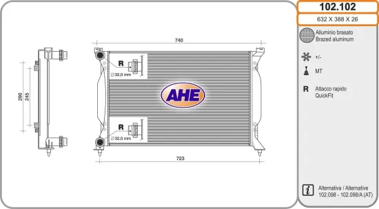 Kühler, Motorkühlung AHE 102.102 Bild Kühler, Motorkühlung AHE 102.102