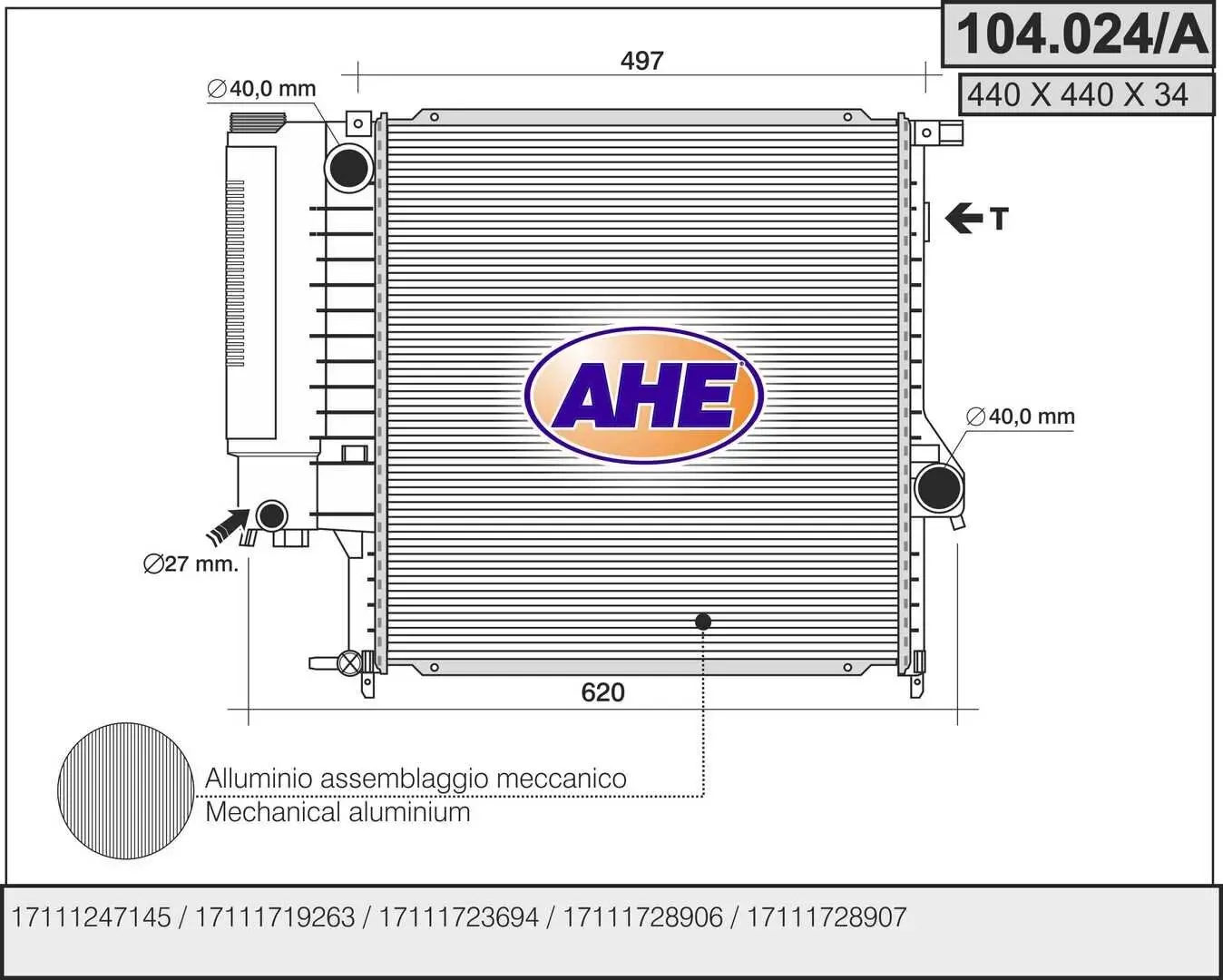 Kühler, Motorkühlung AHE 104.024/A