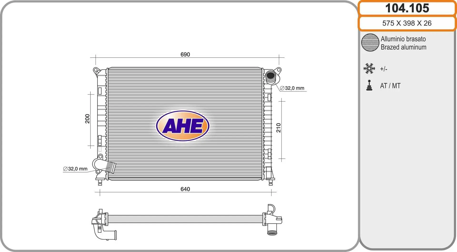 Kühler, Motorkühlung AHE 104.105