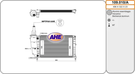 Kühler, Motorkühlung AHE 109.010/A Bild Kühler, Motorkühlung AHE 109.010/A