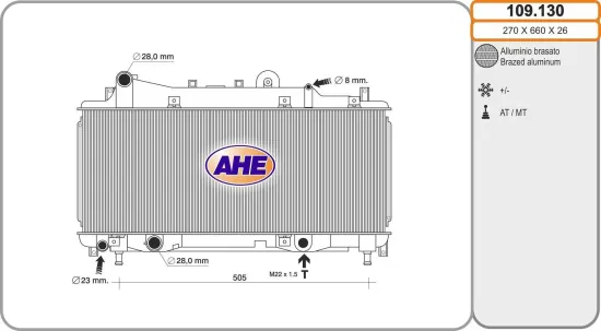 Kühler, Motorkühlung AHE 109.130 Bild Kühler, Motorkühlung AHE 109.130