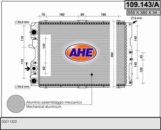 Kühler, Motorkühlung AHE 109.143/A