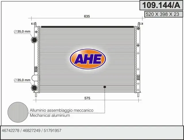 Kühler, Motorkühlung AHE 109.144/A
