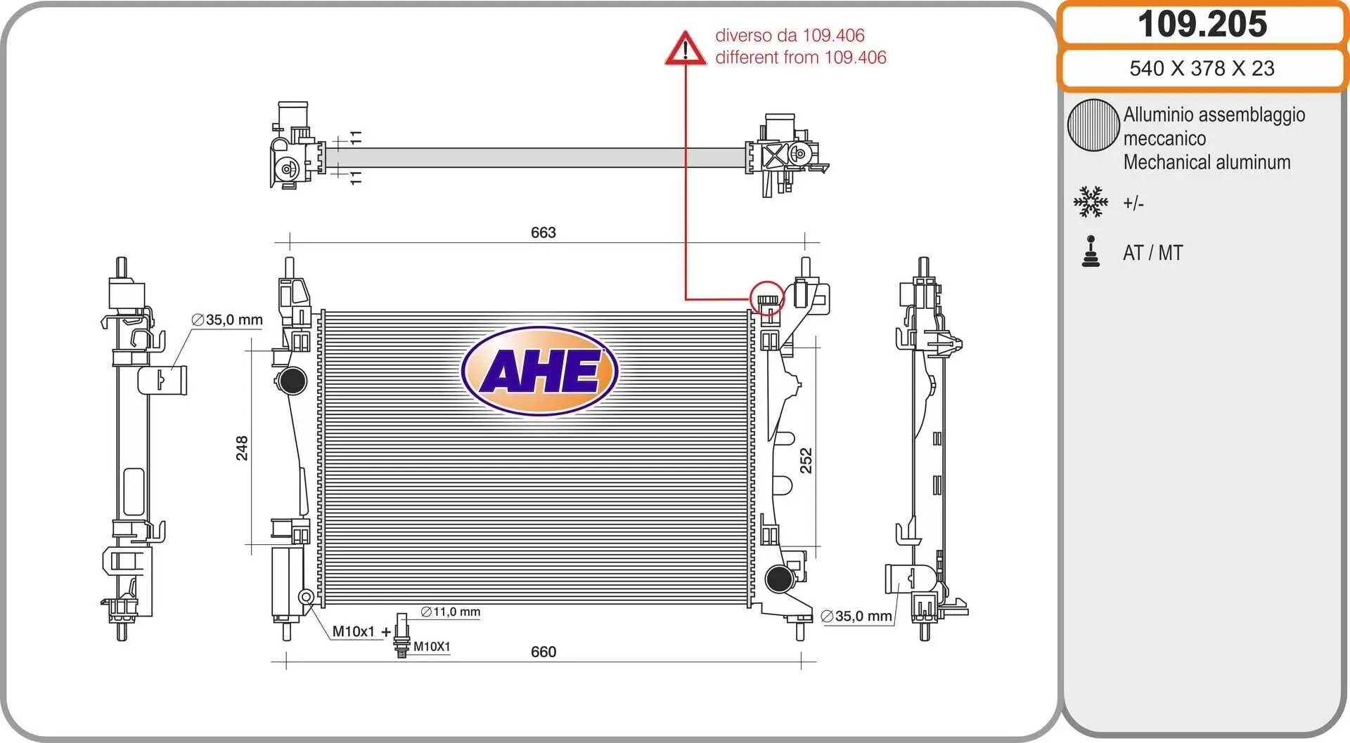 Kühler, Motorkühlung AHE 109.205