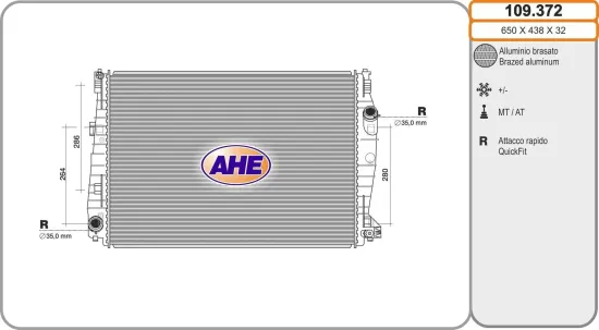 Kühler, Motorkühlung AHE 109.372 Bild Kühler, Motorkühlung AHE 109.372