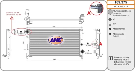 Kühler, Motorkühlung AHE 109.375 Bild Kühler, Motorkühlung AHE 109.375