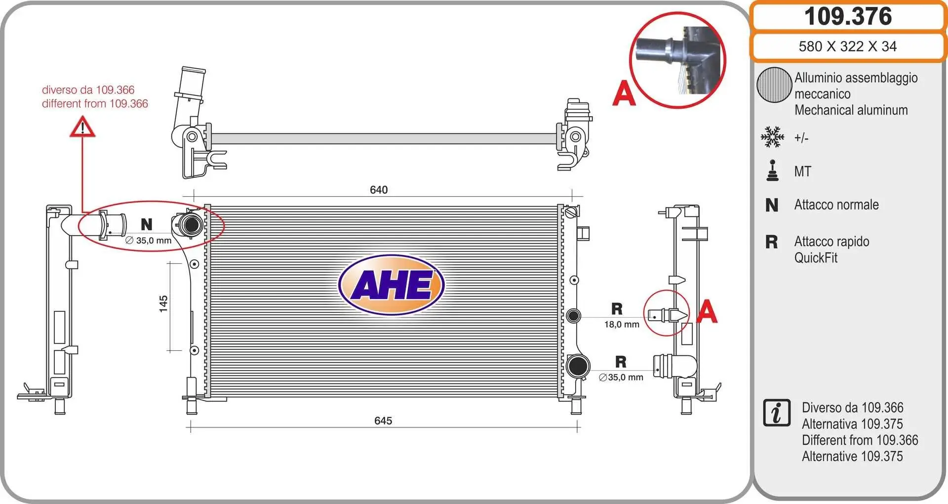 Kühler, Motorkühlung AHE 109.376
