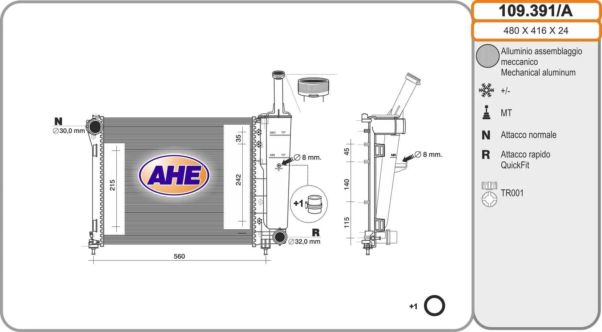 Kühler, Motorkühlung AHE 109.391/A