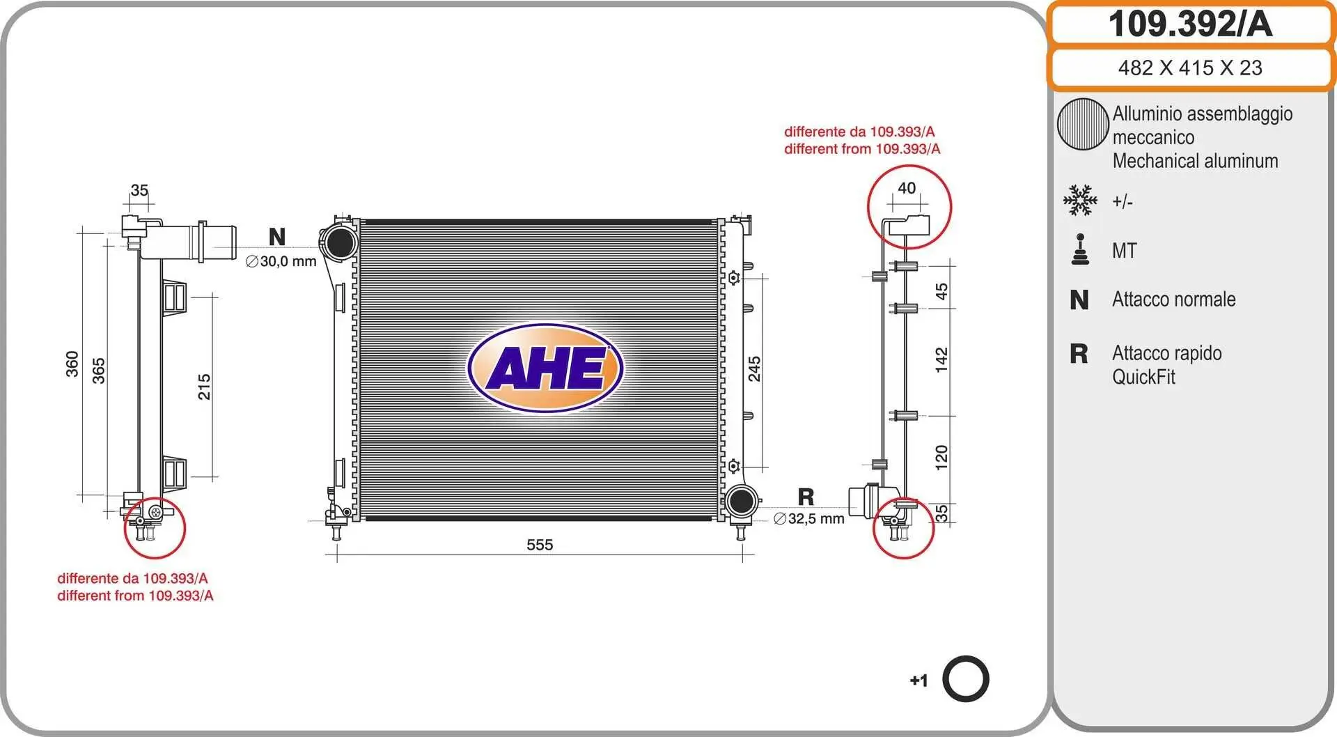 Kühler, Motorkühlung AHE 109.392/A