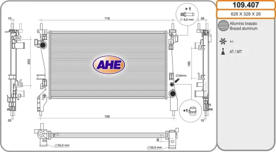 Kühler, Motorkühlung AHE 109.407 Bild Kühler, Motorkühlung AHE 109.407