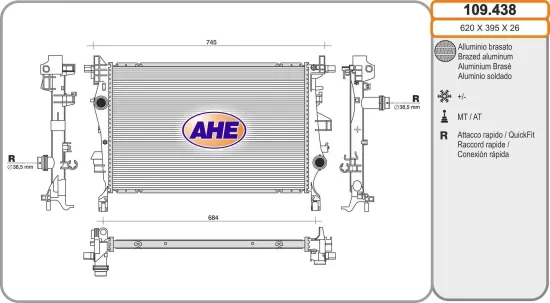 Kühler, Motorkühlung AHE 109.438 Bild Kühler, Motorkühlung AHE 109.438