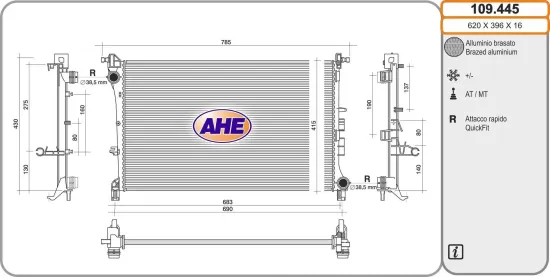 Kühler, Motorkühlung AHE 109.445 Bild Kühler, Motorkühlung AHE 109.445