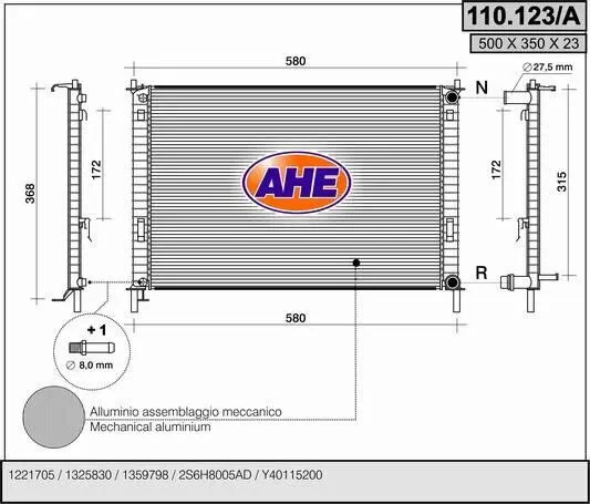 Kühler, Motorkühlung AHE 110.123/A Bild Kühler, Motorkühlung AHE 110.123/A