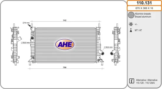 Kühler, Motorkühlung AHE 110.131 Bild Kühler, Motorkühlung AHE 110.131