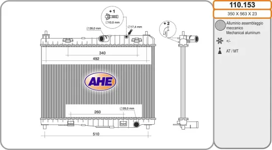 Kühler, Motorkühlung AHE 110.153 Bild Kühler, Motorkühlung AHE 110.153
